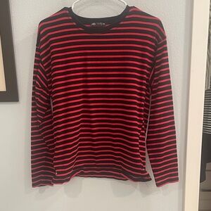 Zara Black and Red Striped Sweater